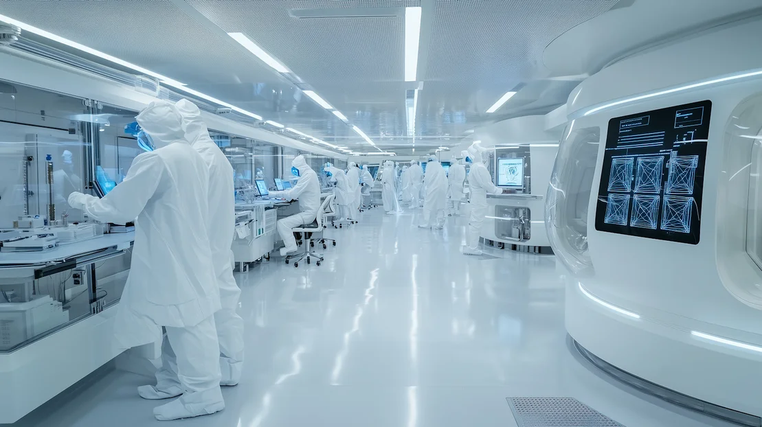 Tecnico in laboratorio biomedicale che analizza campioni